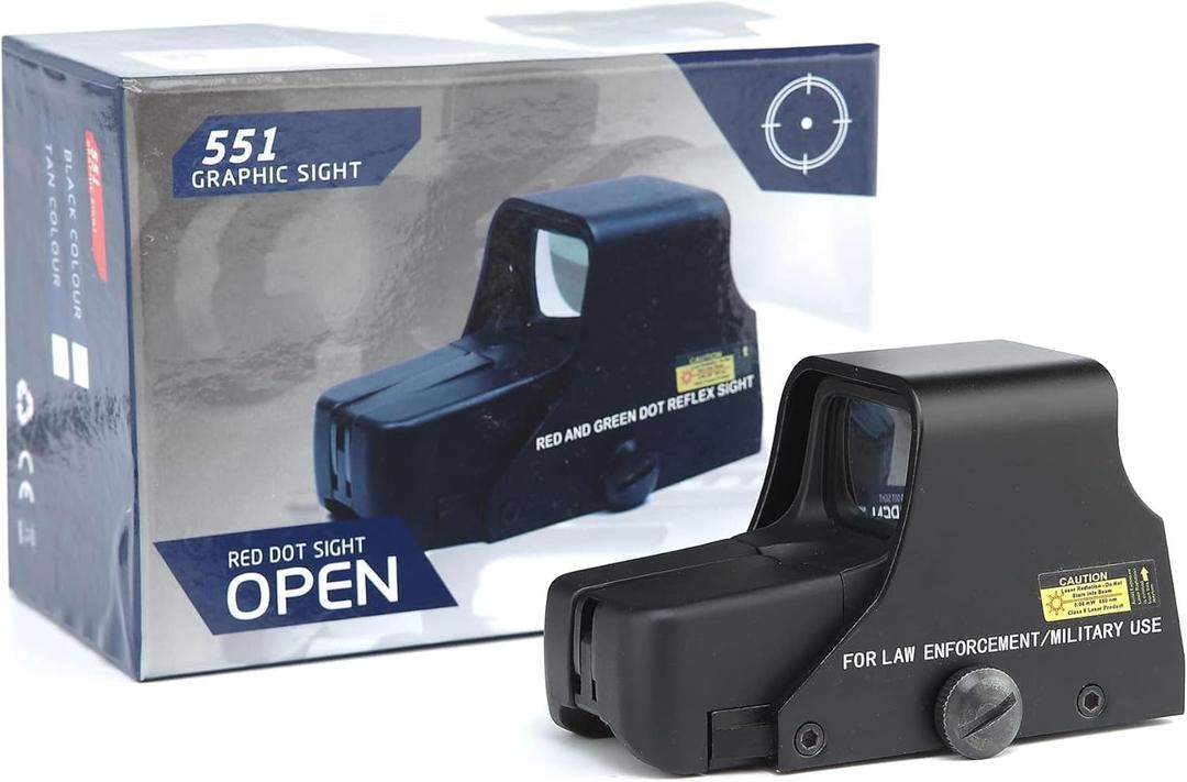 551/552/553/558 Holographic Red Green Dot Reflex Sights Metal Scopes with QD Quick Release Detach Rail Base Mount AdapterClear Dot Reticle Adjustable Brightness FucntionFits for 20mm Picatinny Rail