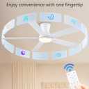 52 Inch White Flush Mount Ceiling Fan with Light, 3CCT Dimmable LED, 6-Speed Remote Control, Reversible Motor,Quiet Low Profile Energy-Efficient for Bedroom & Living Room,ETL Listed