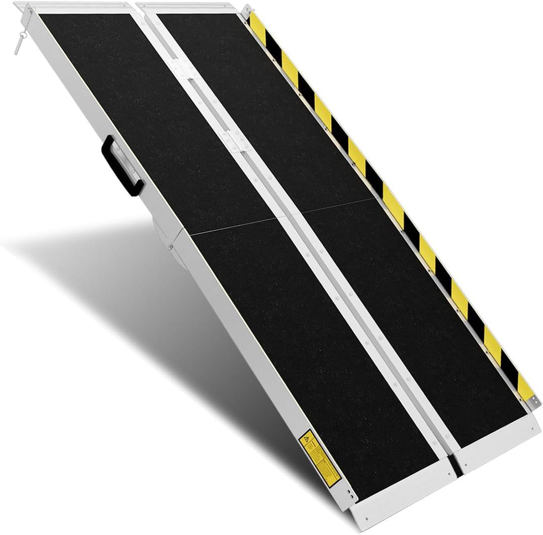 Protable Wheelchair ramp 5FT,Non-Slip Folding Aluminum Handicap Ramps, Threshold Ramps for Home, Holds up to 600lbs,Wheelchair ramp for Steps, Stairs, Doorways (5FT Useing Height 5-15inch)