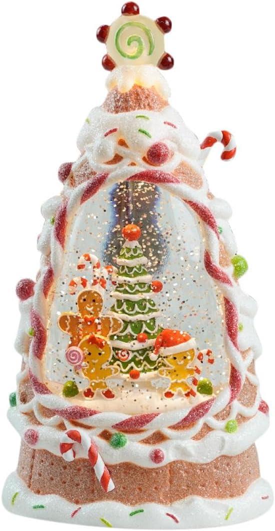 Christmas Gingerbread Water Globe - 9.5" Snow Globe with Lights & Music, Gingerbread Man & Christmas Tree Scene, Battery Operated Musical Water Globe for Indoor Tabletop Decor Gift