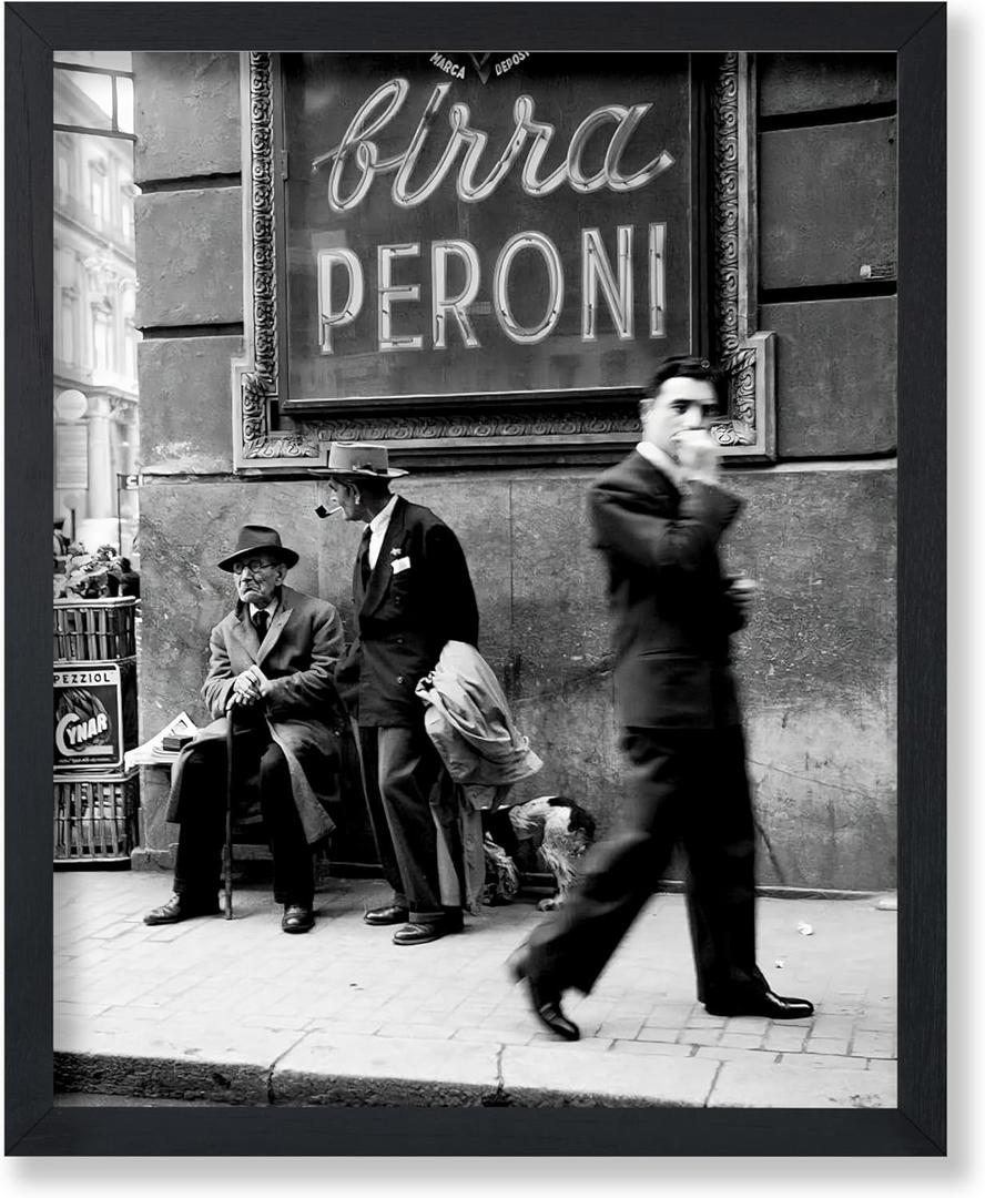 Poster Master Vintage Photograph Poster - Travel Print - Men in a Street of Napoli, Italy, Black & White, Minimalist - 8x10 UNFRAMED Wall Art - Gift for Artist, Friend - Wall Decor for Home, Office (Style-18)