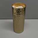 MyGift Tall Modern Brass Tone Hammered Metal Cylinder Flower Vases, Decorative Centerpiece Vases Set of 3 (Large, Medium, Small Sizes)