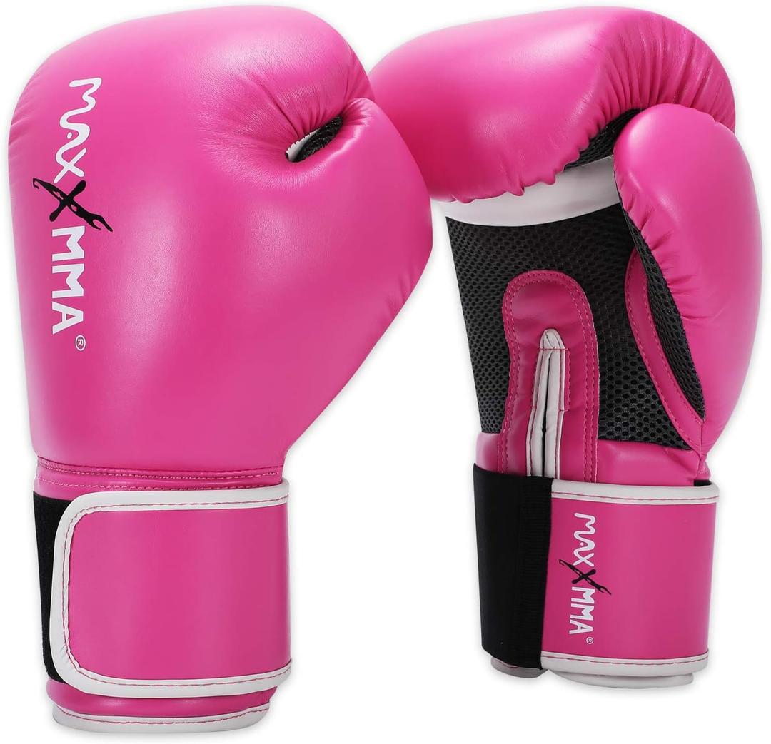 MaxxMMA Pro Style Boxing Gloves for Men & Women, Training Heavy Bag Workout Mitts Muay Thai Sparring Kickboxing Punching Bagwork Fight Gloves (10 oz., Pink)