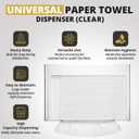 Paper Towel Dispenser by Oasis Creations, Holds 250 Paper Towels, Wall Mounted, Countertop Paper Towel Dispenser, Universal Paper Towel Holder- Clear Acrylic