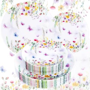60PCS Wildflower Plates Disposable - Floral Plastic Plate - Colorful Spring Party Plate Decorative Include 30 Dinner & 30 Dessert Plates for Bridal Shower Birthday Tea Party