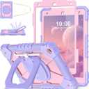 WESOROL Case for iPad 9th Generation 10.2 Inch Tablet Case Military Grade Shockproof Cover for iPad 9th/8th/7th Gen Cases with Rotating Stand Screen Protector Pencil Holder,Purple Rose