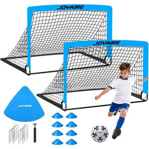 Pro-Grade Kids Backyard Soccer Goal, Tear-Resistant 5-Layer Polyester Soccer Net & 10mm Poles for Maximum Durability, 4x3ft/6x4ft/7x5ft, Pop Up Portable Soccer Training Equipment Set with Size 4 Ball