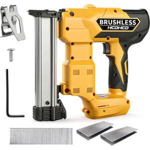 2-in-1 Cordless Brad Nailer & 1/4 Narrow Crown Stapler for DeWalt 20V Battery, 18GA Electric Nail Gun with 1000 Nails/Staples for Woodworking, DIY, and Home Renovation (Not Battery)