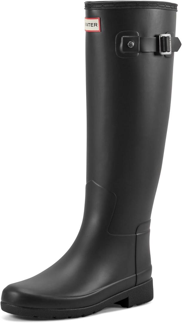Hunter Women's Refined Tall Rain Boot (7, Black)