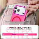 2 x Stronger Magnetic & Shockproof for iPhone 17 Pro Case,Fit for MagSafe, with Screen Protector & Wrist Strap, Military-Grade Drop, Translucent Slim for iPhone 17 Pro Case, Hot Pink