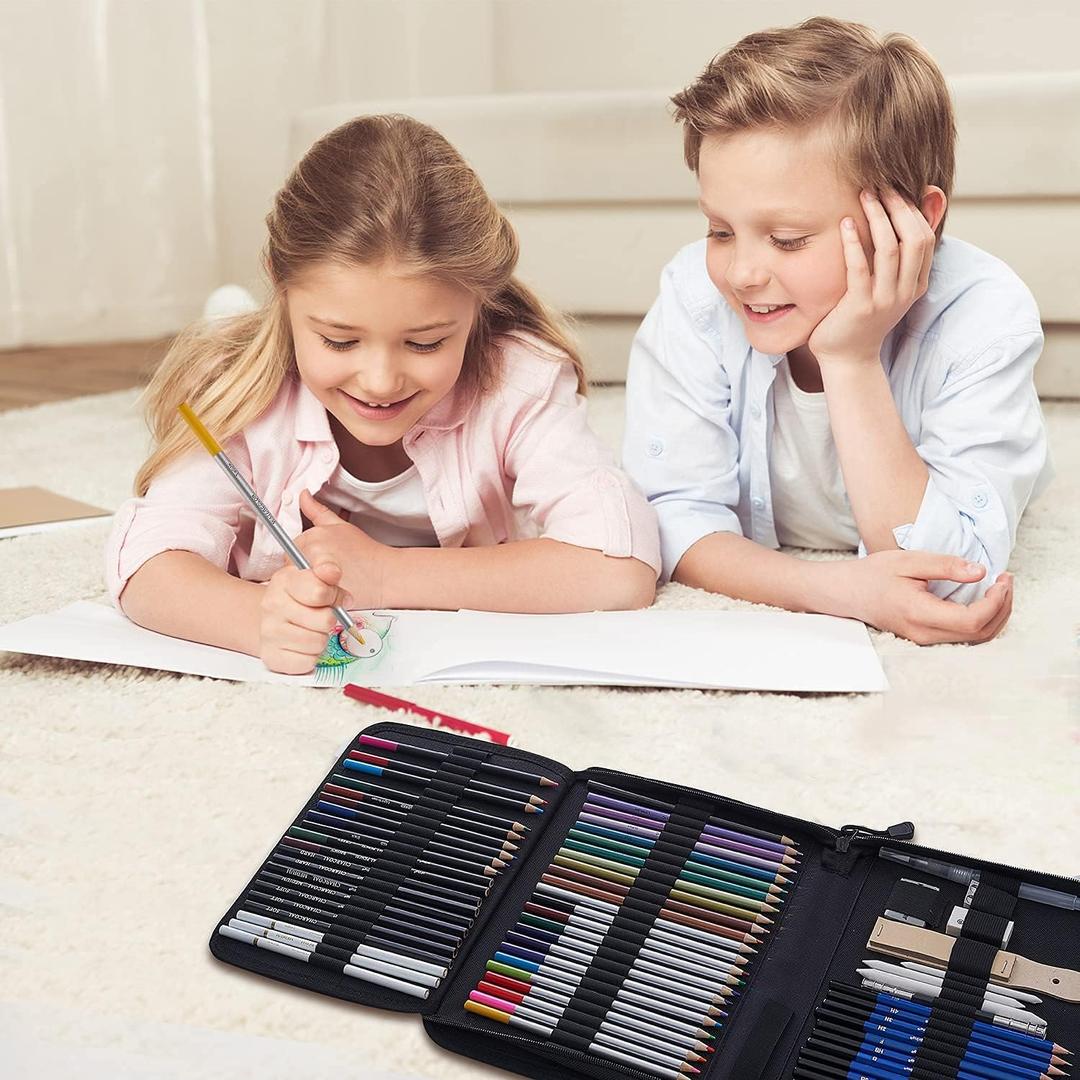 HongYan 76 Piece Colored and Sketching Pencils for Beginners Kids Adults Sketching Shading Blending Crafting
