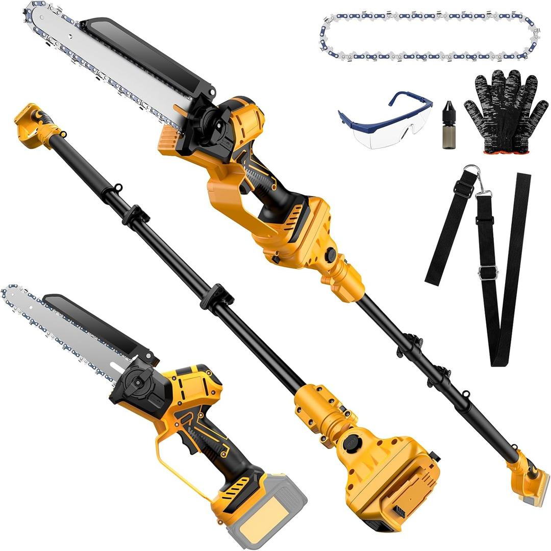 2 IN 1 Cordless 8 Inch Pole Saw & Mini Chainsaw For DE Walt 20V MAX Battery