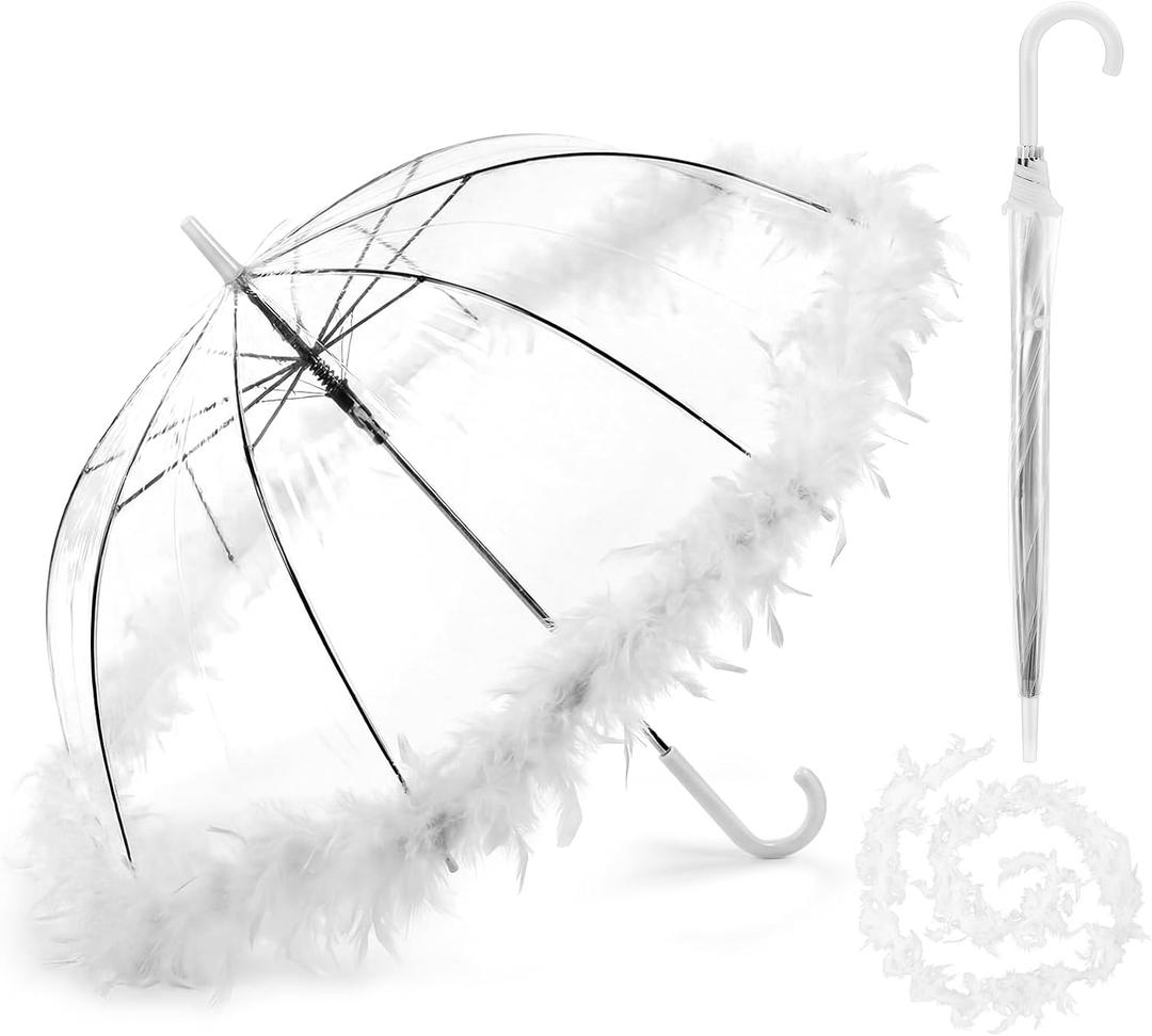 Geetery Clear Dome Umbrella for Prom Wedding, Large 34.6" Fancy Clear Bubble Prom Umbrella for Graduation, Wedding Second Line, Bridal Shower & Outdoor Events, Parasol