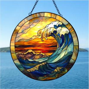 Stained Glass Window Hanging Suncatcher Tree Stained Glass Panel, Decorative Window Sun Catcher for Home,Stained Glass Art Ornament Gifts for Mom, Grandma, Housewarming