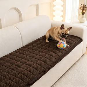 MEETSKY Couch Cover for 2 Cushion Couch Sofa, Non-Slip Couch Cover for Dog Washable Sofa Protector Pet Friendly Dog Mats for Couches Soft Furniture Covers, 27.6" x 70.9", Chocolate
