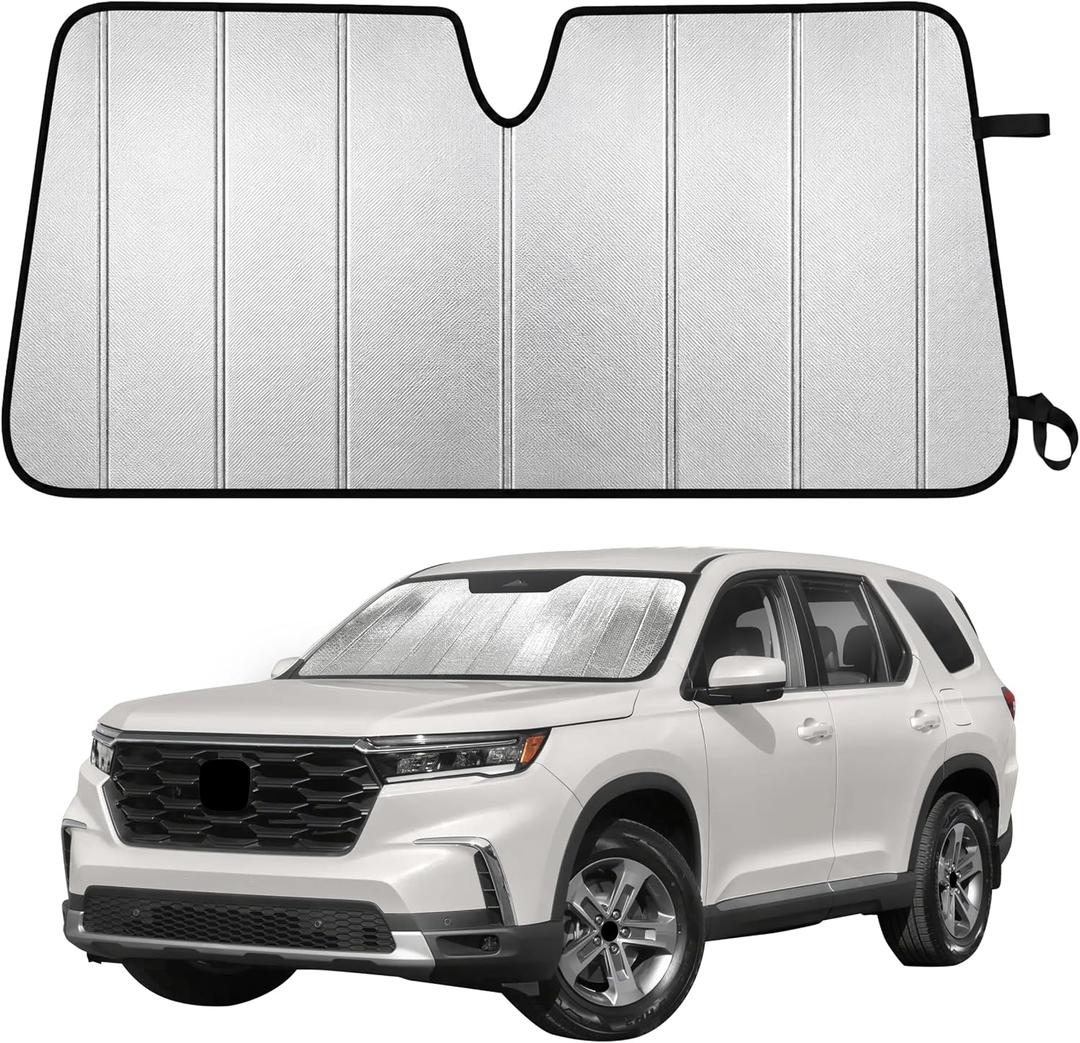 EcoNour Accordion Foldable Windshield Sun Shade Fit for 2016-2024 2025 2026 Honda Pilot Sunshade, Front Car Window Shades Sun Visor, Blocks UV Rays & Heat, Car Accessories