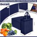 Windyun 200 Pcs Reusable Tote Bag Bulk 8 x 4 x 10 Inch Non Woven Shopping Bag with Handle Portable Grocery Bags Gift Tote for Merchandise Events Parties Boutiques Retail Stores (Navy Blue)