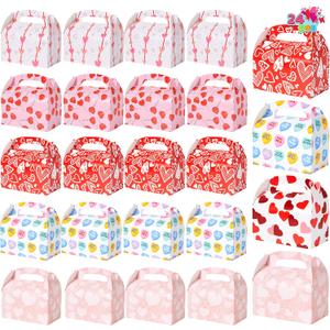 JOYIN 24 Pcs Valentines Day Gift Treat Boxes, Cookie Boxes with Colorful Heart shaped Design for Kids Party Favor, Classroom Exchange Prizes, Valentines Candy Boxes (pink)