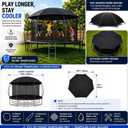 14FT Trampoline Canopy Cover – 4‑Pole Fiberglass Shade Top, UV & Weather Resistant Outdoor Protection, Waterproof Oxford Fabric, Adjustable Buckle Straps
