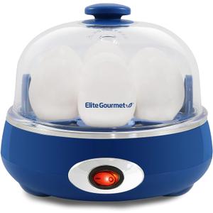 Elite Gourmet EGC322CBL Easy Egg Cooker Electric 7-Egg Capacity, Soft, Medium, Hard-Boiled Egg Cooker with Auto Shut-Off, Measuring Cup Included, BPA Free, Classic Blue