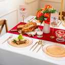 Rubtlamp 60Pcs Orange Plastic Plates, Orange Disposable Plates With Gold Rim, Hammered Plastic Plates Include 30 Dessert Platos, 30 Dinner Platos for Party