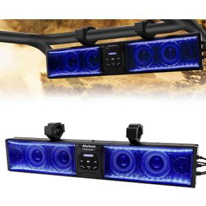 26-Inch UTV Sound Bar, Waterproof Multicolor Music Sync 6-Speaker ATV Golf Cart Sound Bar with Back Light Strip, Power Bluetooth Soundbar for ATV UTV Golf Cart w/1.75-2.25 Roll Bar
