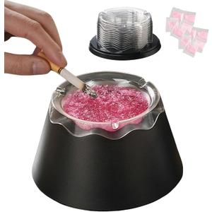 Ashtray for Cigarettes, Smokeless Ashtray indoor Portable Ash Tray with 10 Disposable Inserts outdoor Ash Tray for Patio Car Home