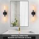 Wall Sconces Set of Two,Matte Black Bathroom Sconces Wall Lighting with Clear Glass, Modern Sconces Wall Decor Set of 2 Wall Light fixtures for Bathroom Mirror Living Room Hallway Bedroom Wall Lamp
