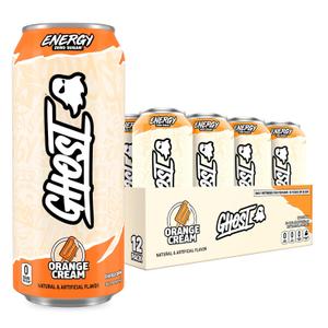GHOST Energy Drink - 12-Pack, Orange Cream, 16oz Cans - Energy & Focus & No Artificial Colors - 200mg of Natural Caffeine, L-Carnitine & Taurine - Gluten-Free & Vegan (EXP 04/01/27)