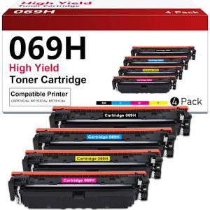 069H 069 High Capacity Toner Cartridge Set 4-Pack Replacement for Canon 069H 069 Toner Cartridges for imageCLASS MF753Cdw MF751Cdw LBP674Cdw Printers (Black, Cyan, Yellow, Magenta)