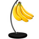 HOMKULA Banana Holder Stand - Banana Hook Hanger, Banana Tree Holder, Banana Rack for Kitchen Counter, Stainless Steel&Wooden Base,Itemstand, Metal Bar C4