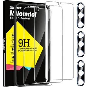 Milomdoi 3 Pack Screen Protector for Samsung Galaxy A15 5G with 3 Pack Tempered Glass Camera Lens Protector, Ultra 9H Accessories, Case Friendly, Mounting Frame, 2.5D Curved for Galaxy A15 5G