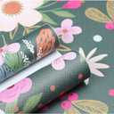 HAOKHOME Floral Peel and Stick Wallpaper Nursery Vintage Removable Stick on Contact Paper for Bathroom Decor Dark Green/Pink/Orange 17.3in x 9.8ft