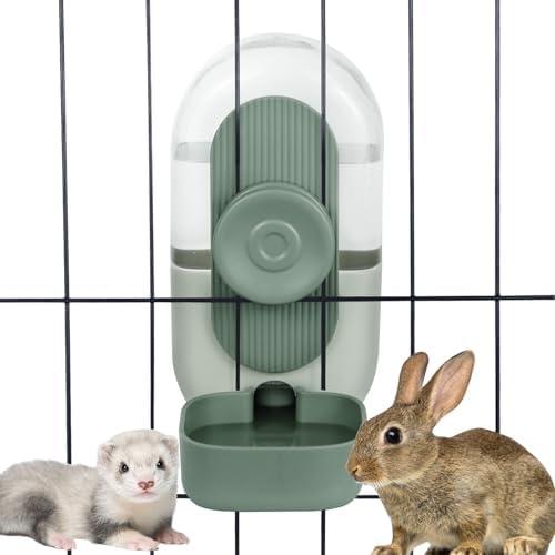 Lemtrflo 28oz Hanging Automatic Water Dispenser，Rabbit Water Bottle,Bunny Guinea Pig Ferret Water Bowl for Cage,Suitable for Small Animal Puppies(Cage Grid Spacing Over 1.2'') (Green)