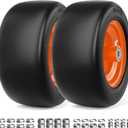 RONPOW 11x6.00-5 Flat Free Lawn Mower Tire and Wheel, 11x6x5 Solid Front Tires for Zero Turn Mower, 400Lbs Load, 3/4", 5/8" and 1/2" Bearings, 5.31"-7.71" Hub for Residential Commercial, 2Pack Orange