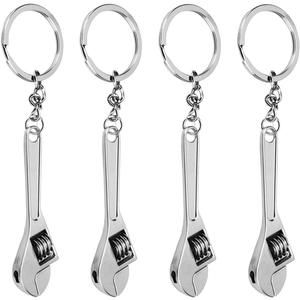 DOITOOL 2pcs Mini Wrench Tool Keychain Adjustable Spanner Keyring Pendant Zinc Alloy Wrench Keychain Novelty Key Chain (Silver)