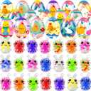 24 Pack Prefilled Easter Eggs with Squeeze Toys Colorful Easter Eggs with Variety Easter Stress Balls Great for Easter Basket Stuffers and Party Favors Easter Egg Fillers