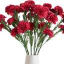IPOPU Red Carnations Artificial Flowers 30 Heads Carnations Flowers 6PCS Silk Carnations 27.56in Artificial Carnations with Stems for Wedding Home Centerpieces Floral Arrangements(Red)