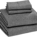 Amazon Basics 4 Piece Breathable 100% Cotton Jersey Bed Sheets Set, Machine Washable, Stretchy Flat and Fitted Sheets, Pillowcase, King, Dark Gray, Solid