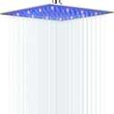 LED Shower Head Hongtoo Hydroelectric Power 12 Inch Square Shower Head Made of 304 Stainless Steel Neither Battery Nor Power Supply Water Temperature Controls 3 Colors' Conversion of the LED Light