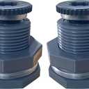 NPT 1.5" PVC Bulkhead Fitting, Heavy-Duty Female Plastic Water Tank Connector Adapter Fitting with Plugs for Rain Barrel,Spigot,Water Tank,Drain Bucket (Set of 2-Thickened Type)