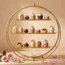 Shimeyao 1 Pcs Gold Cupcake Stand 22 Inch Tiered Dessert Stand Large Metal 3 Tier Serving Tray Round Gold Dessert Table Display for Wedding, Birthday Party, Catering Events