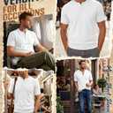 August Alley Men's Henley Neck Knit T-Shirts, White, X-Large (XL)