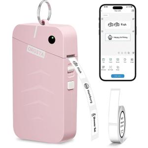 ORGSTA S001 Label Maker Machine with Tape, Portable Bluetooth Label Maker for Home and Office Organization, Thermal Label Printer Mini Sticker Maker with Multiple Templates, Pink
