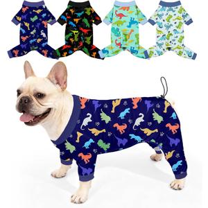 Bienbee Dog Pajamas, 3 Pack Dog Recovery Suit Shedding Suit Cute Soft Puppy Clothes Dogs Pjs Onesies Jammies Adjustable Breathable & Stretchy Clothes for Small Medium Large Dogs Girl Boy Puppy-L