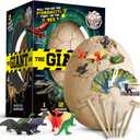 Dinosaur Egg Dig Kit, Unearth a Jumbo Dino Egg with 12 Unique Large Surprise Dinosaur Toys, Ideal Educational STEM Toys and Gifts for Kids Aged 5-7, Suitable for Party and Easter