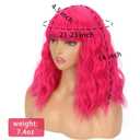 Short Pink Wigs for Women 14 Hot Pink Wavy Bob Wig with Bangs Curly Synthetic Bob Wig Shoulder Length Heat Resistant Fiber Colorful Cosplay Wig for Girls