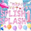 JeVenis Splish Splash 1st Birthday Decorations for One Year Old Girls Party Themed First Birthday for Summer Beach Party Hawaiian Luau Tropical Party Supplies (pink)