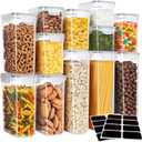 MR.SIGA 12 Pack Airtight Food Storage Container Set, BPA Free Kitchen Pantry Organization, Kitchen Canisters for Cereal, Spaghetti, includes 16 Reusable Sticker Labels