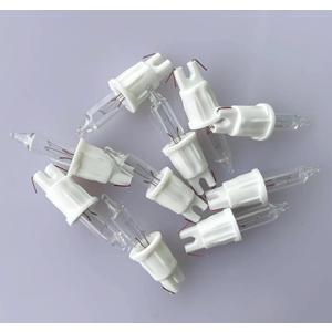 Clear 24 Volt Mini Christmas Replacement Bulbs for Incandescent String Lights, mini Base, 0.96 Watt, 80 mA 8mm White Base (50)